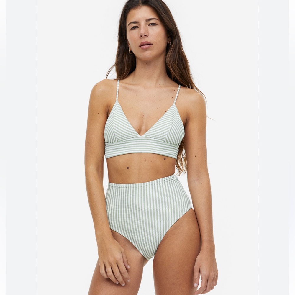 EUC H&M Striped High Waisted Bikini Bottom